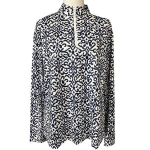 Gottex‎ Womens XL Rash Guard Swim Shirt Blue Animal Print Long Sleeve Zip